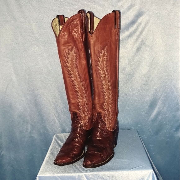 Larry Mahan Shoes - Vintage Larry Mahan Eel Skin Cowboy Coots
